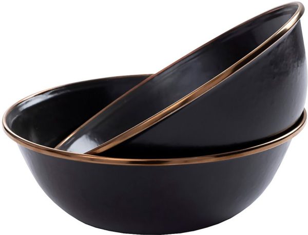 BARE340.jpg Barebones Living Enamel Bowl Set Charcoal Speckled