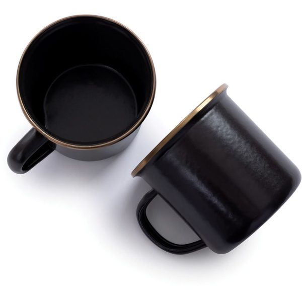 Barebones Living Enamel Cups Set Charcoal - 14oz Vintage