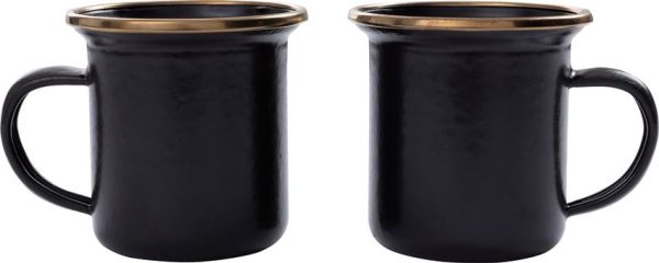 BARE344.jpg Barebones Living Enamel Espresso Cup Set Charcoal - Copper