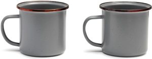 Barebones Living Enamel Cups - Stone Gray 14oz Set of Two