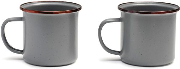 Barebones Living Enamel Cups - Stone Gray 14oz Set of Two