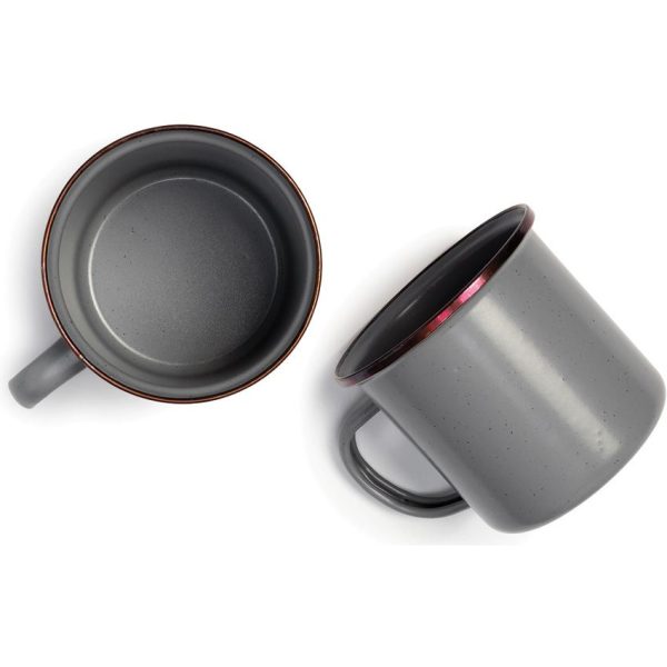Barebones Living Enamel Cups - Stone Gray 14oz Set of Two