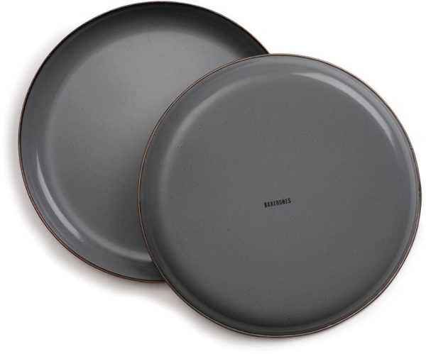 Barebones Living Enamel Plate Set - Stone Gray 11in