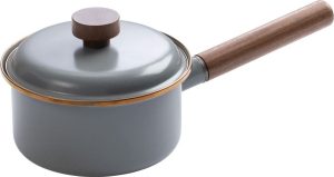 BARE377.jpg Barebones Living Enamel Saucepan - Speckled 1.5L Walnut