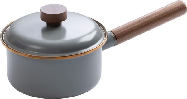 BARE377.jpg Barebones Living Enamel Saucepan - Speckled 1.5L Walnut