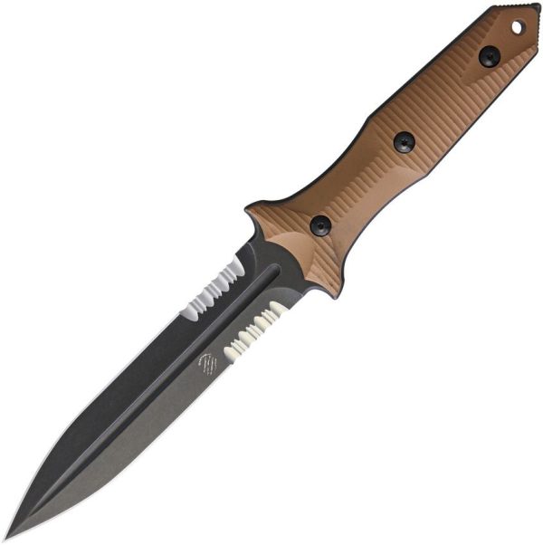 BAS214CS.jpg Bastinelli Creations Grozo Fixed Blade N690 Coyote Brown G10