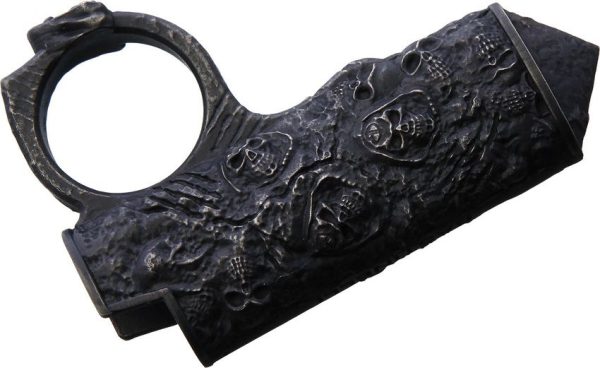 BAS228M.jpg Bastinelli Creations Maxi Lighter Case Bronze Skull Relief