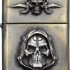 Bastinelli Creations Zippo Lighter - Bronze Skull Relief
