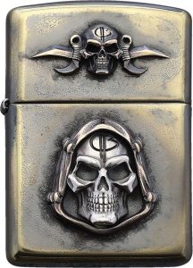 Bastinelli Creations Zippo Lighter - Bronze Skull Relief