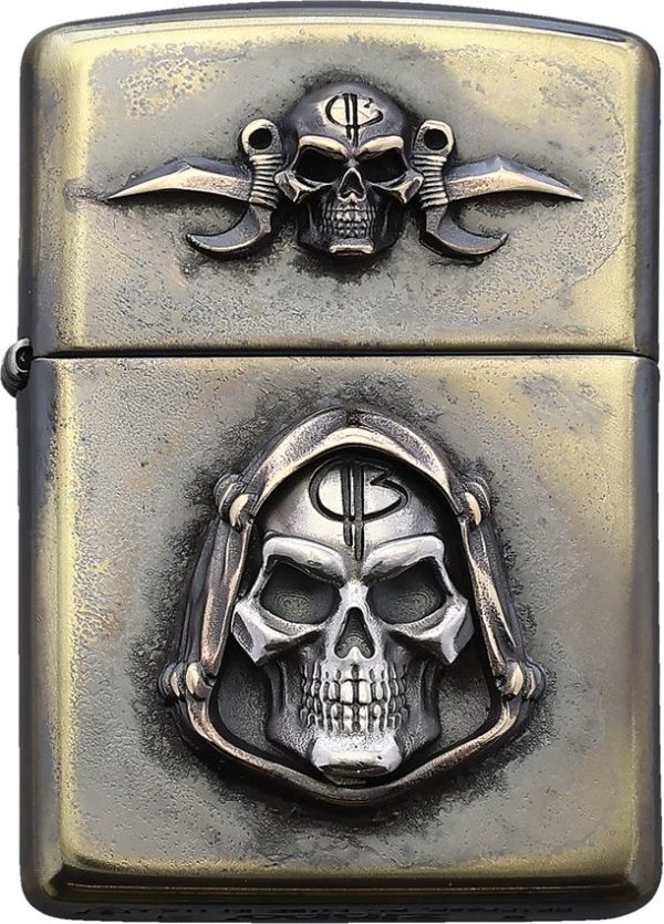 Bastinelli Creations Zippo Lighter - Bronze Skull Relief