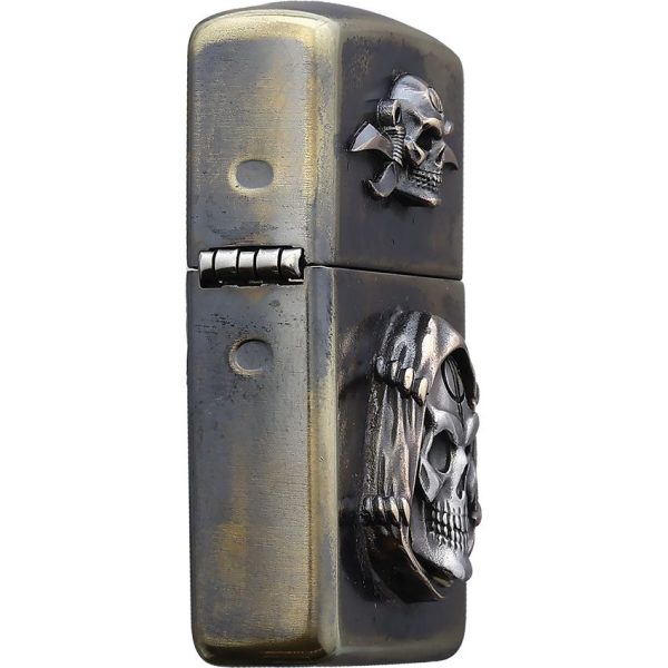 Bastinelli Creations Zippo Lighter - Bronze Skull Relief