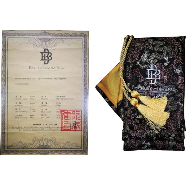 BattleBlades Sanbon-Sugi Shinken 1095HC Clay Tempered Katana Sword