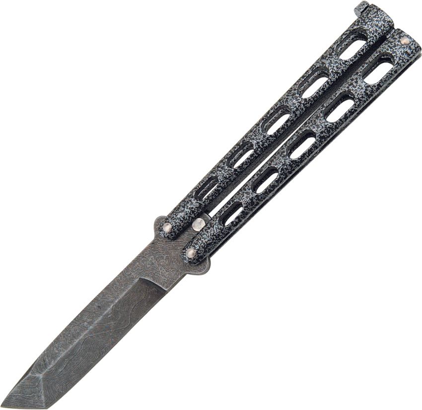 Bear & Son Butterfly Damascus Steel Folding Knife 3.25" Tanto Blade