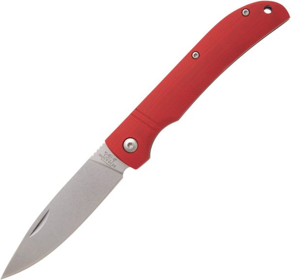 Bear & Son Drop Point Slip Joint Red G10 Folding Knife D2