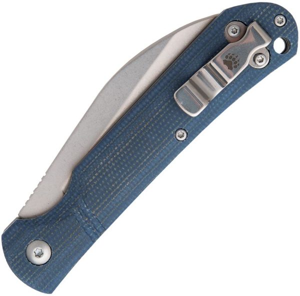 Bear & Son Wharncliffe Slip Joint Folding Knife D2 Blue Micarta