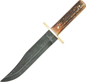 BC501D.jpg Bear & Son Bowie Damascus - Genuine Stag Bone Handle