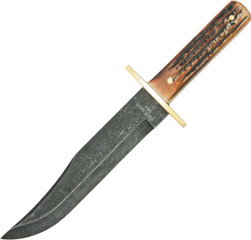 Bear & Son Damascus Bowie Fixed Blade Knife 7.5" with Sheath