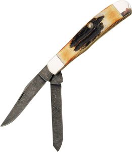 Bear & Son Mini Trapper Damascus Stag Bone Folder