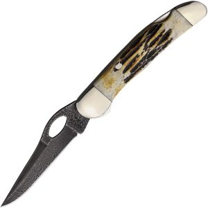 Bear & Son Cowhand Lockback Damascus - Stag Bone
