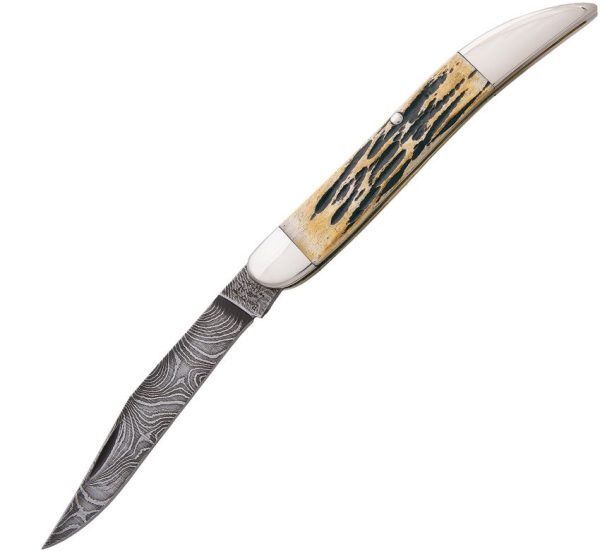 Bear & Son India Stag Bone Folder - Damascus