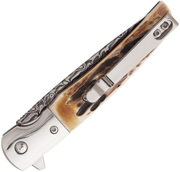 BC521D_add_01.jpg Bear & Son Rancher Sideliner Damascus Folding Knife Stag Bone