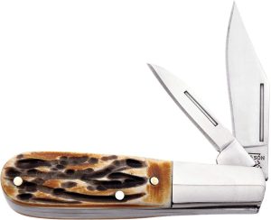 Bear & Son Baby Barlow Folding Knife Stag Bone 440 Stainless