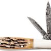 BC5281D12.jpg Bear & Son Baby Barlow Damascus Stag Bone Folding Knife
