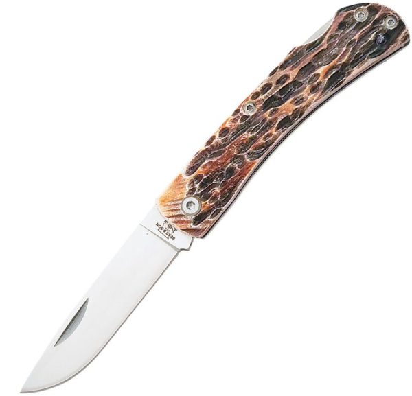Bear & Son Lockback India Stag - Satin Drop Point
