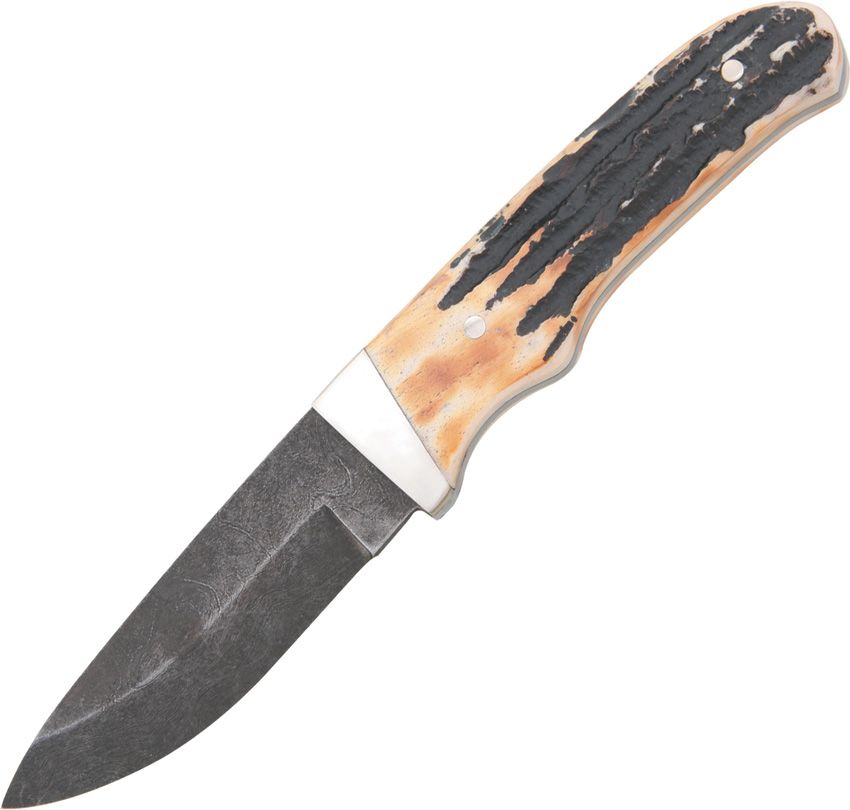 Bear & Son Pro Skinner 3.63" Damascus Steel Fixed Blade w/ Sheath