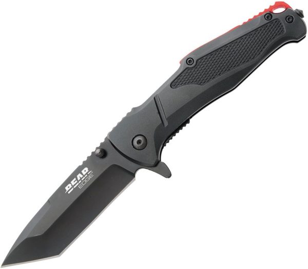 Bear Edge Linerlock A/O Black/Red Tanto Blade Knife