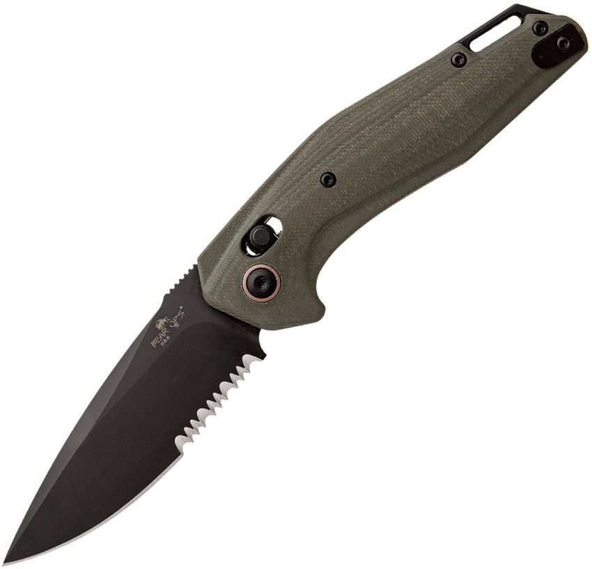 Bear & Son Auto Katakt I Slide Lock Folding Knife OD Green