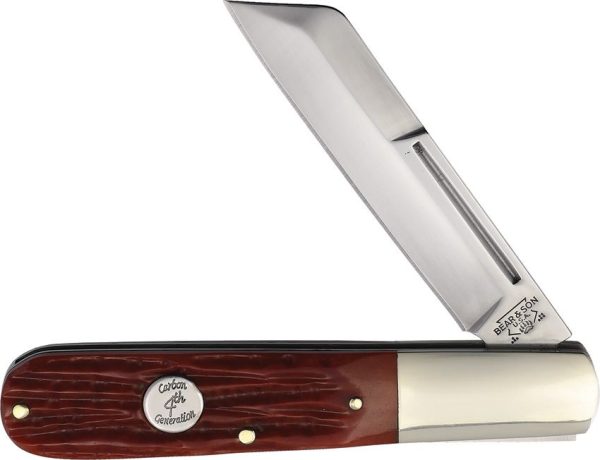 Bear & Son Barlow Red Stag Bone Folding Knife 1095HC Steel