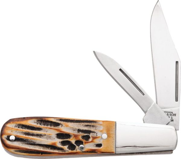 Bear & Son Baby Barlow Stag Folding Knife 3" Satin Blade