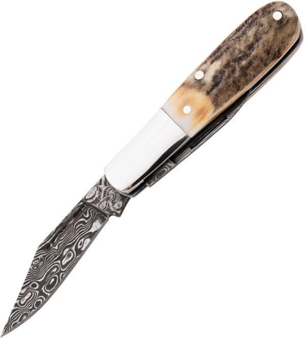 BCGS281D_add_01.jpg Bear & Son Baby Barlow Stag Damascus Folding Knife