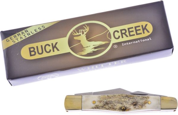 Buckcreek Whittler Deer Stag Folding Knife 3.5" Blade