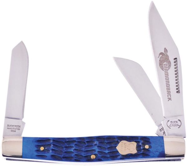 Buckcreek Big Diamondback Blue Bone Folding Knife Clip Spey