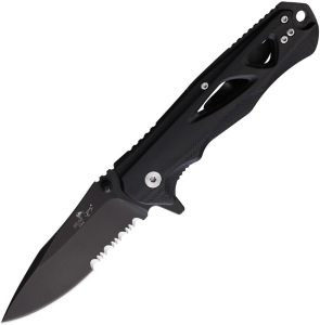 BCMC400B4BS35SR.jpg Bear & Son Rancor II Linerlock Black G10 Serrated