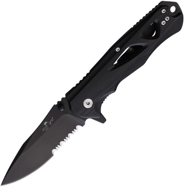 BCMC400B4BS35SR.jpg Bear & Son Rancor II Linerlock Black G10 Serrated