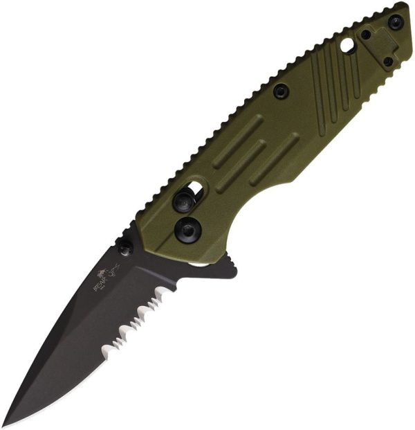 Bear & Son Slide Lock OD Green Serrated