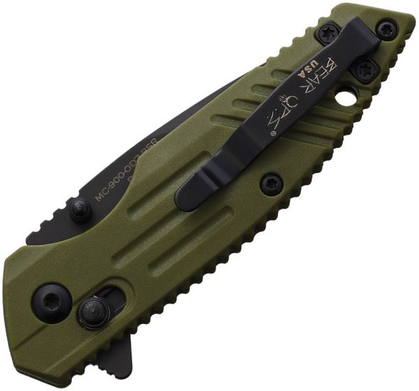 Bear & Son Slide Lock OD Green Serrated