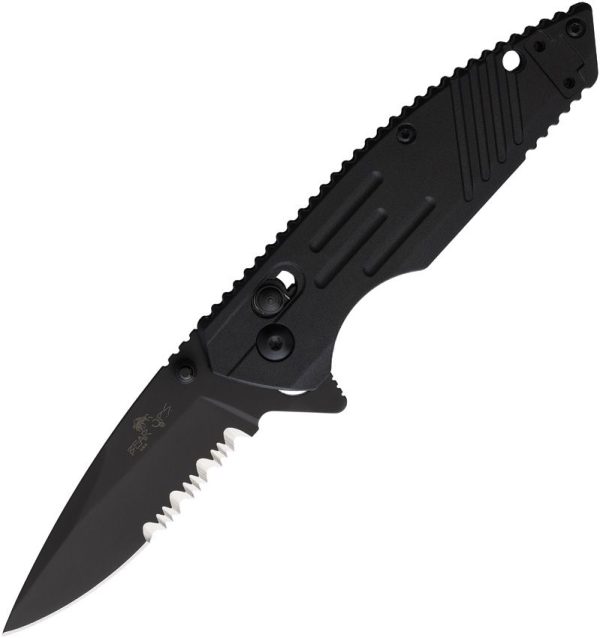 Bear & Son Slide Lock Black D2 Serrated