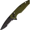 Bear & Son Slide Lock OD Green D2 Serrated