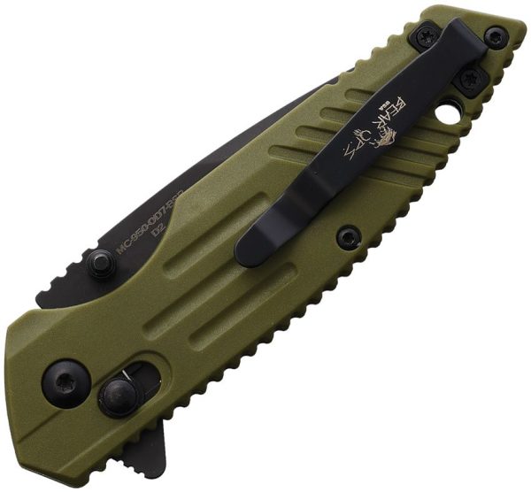 Bear & Son Slide Lock OD Green D2 Serrated