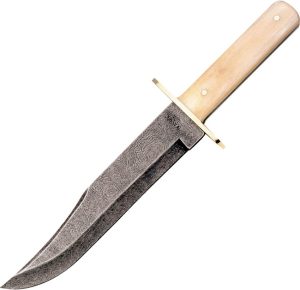 BCWSB02D.jpg Bear & Son Damascus Bowie - White Bone Handle