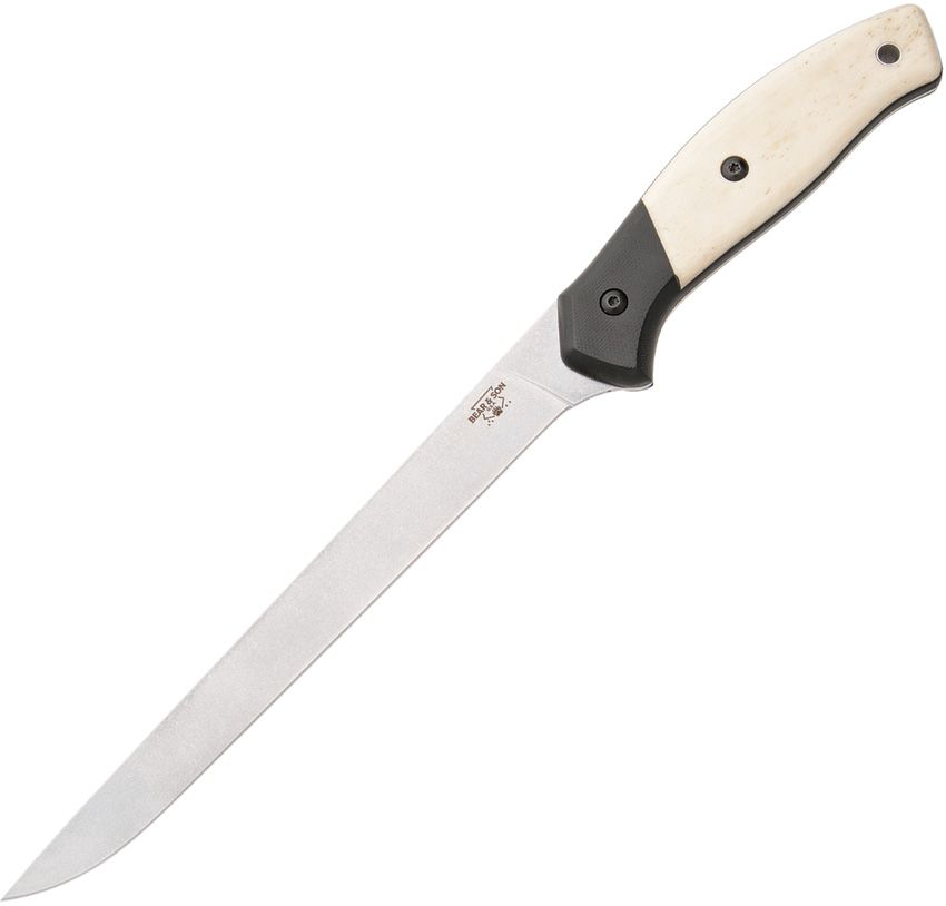 Bear & Son Professional Fillet Knife 7" Blade White Bone Handle