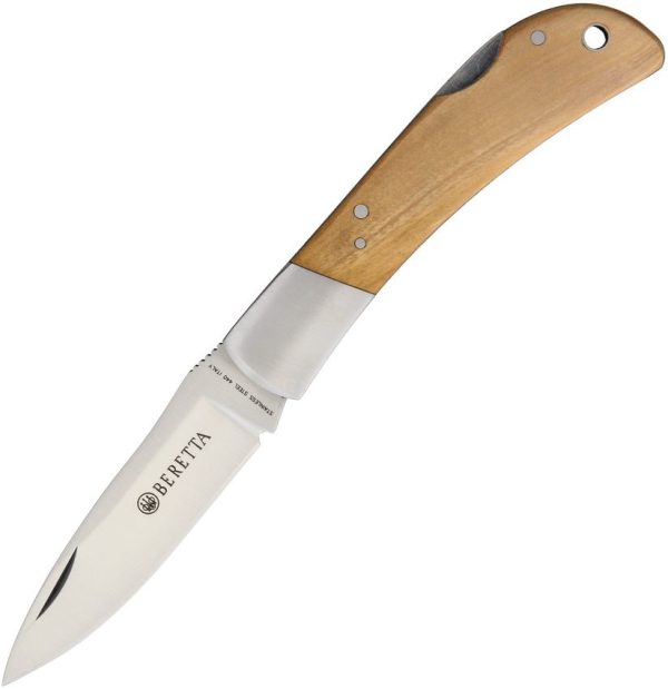 BE125IOL.jpg Beretta Olive Wood Lockback Folding Knife 440 Stainless 3"