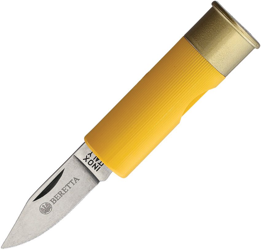 Beretta Shotgun Shell Folding Knife 1.5" Stainless Blade Yellow