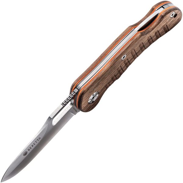 BE93531_add_01.jpg Beretta Bushbuck Lockback Folding Knife 440 Stainless Walnut