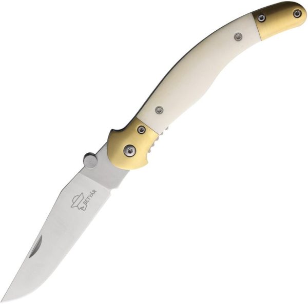 Betyar Fejesgorbe Linerlock AUS-8 Folding Knife Bone Handle