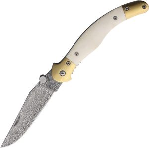 BETBBFGDM.jpg Betyar Fejesgorbe Damascus Folding Knife Bone Handle Linerlock